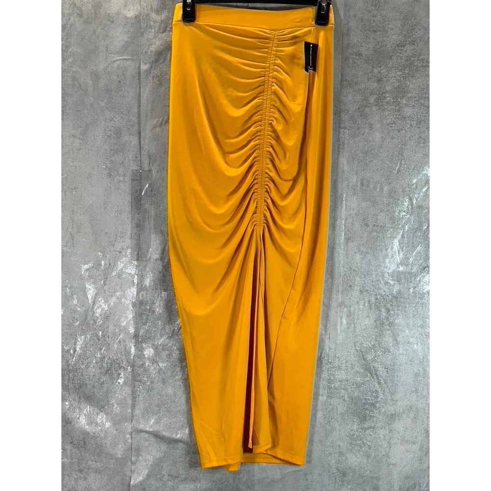 INC International Concepts Women's Roasted Squash Ruched Slit Midi Skirt SZ XS